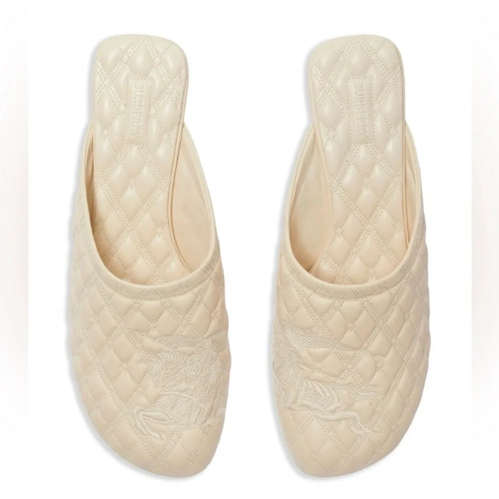 Burberry Embroidered Quilted Slip-On Mules - Picture 2 of 8